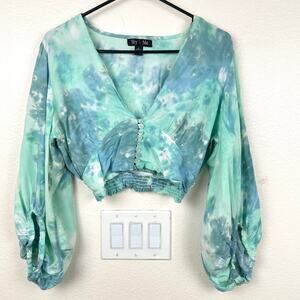 70s Womens Top Sz L Balloon Bell Sleeves Boho Festival Fairy Whimsigoth Flowy